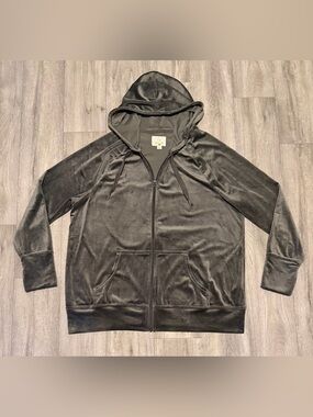 Offline By Aerie Size Small After Party Velour Oversized Full Zip Hoodie Gray